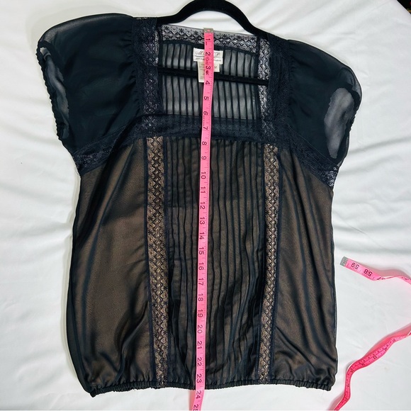 MSSP Max Studio Vintage Retro Sheer Lace Romantic Goth 90's Y2K Witchy Top Sz M - Picture 3 of 14